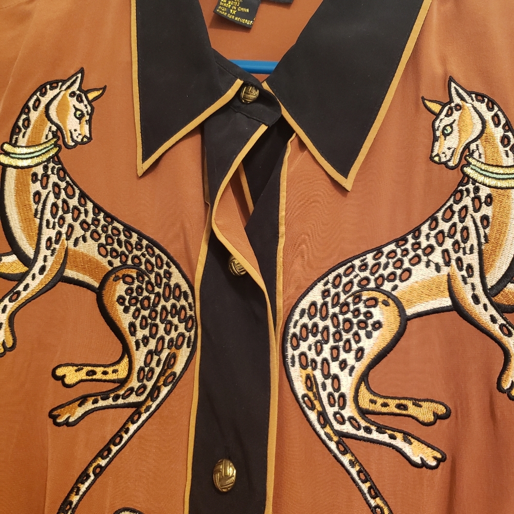 Bob Mackie Black and Orange Wearable Art Top